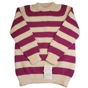 Vintage Yarn Point Crafts Handmade Striped Wool Sweater-Unisex